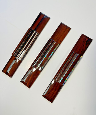 Lot of 3 Classical Nylon String Rosewood Guitar Bridges NOS Abalone Inlay