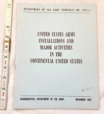 #Q 1962 DEPARTMENT OF THE ARMY PAMPHLET NO. 210-1 INSTALLATIONS & MAJOR ACTIVITY