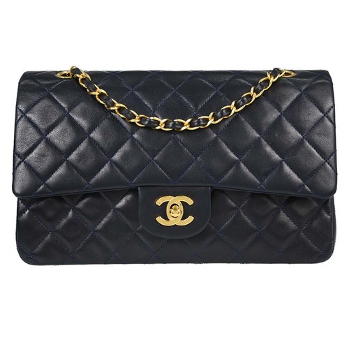 Chanel Navy Lambskin Medium Classic Double Flap Bag 126814