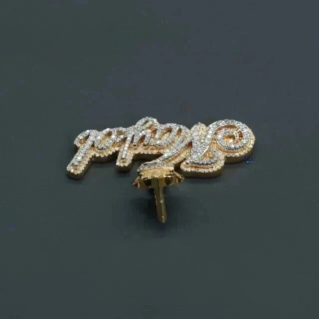 2Ct Round Real Moissanite Custom Letter Pendant 14K Yellow Gold Plated Silver - Image 4 of 4