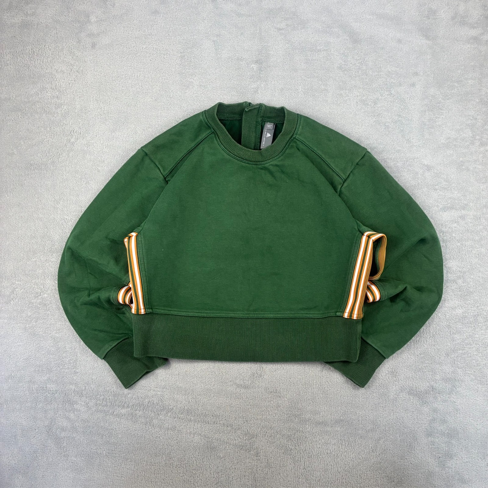 Women's Adidas x Stella McCartney Green Stripe Size XXS Cropped Zip Sweatshirt