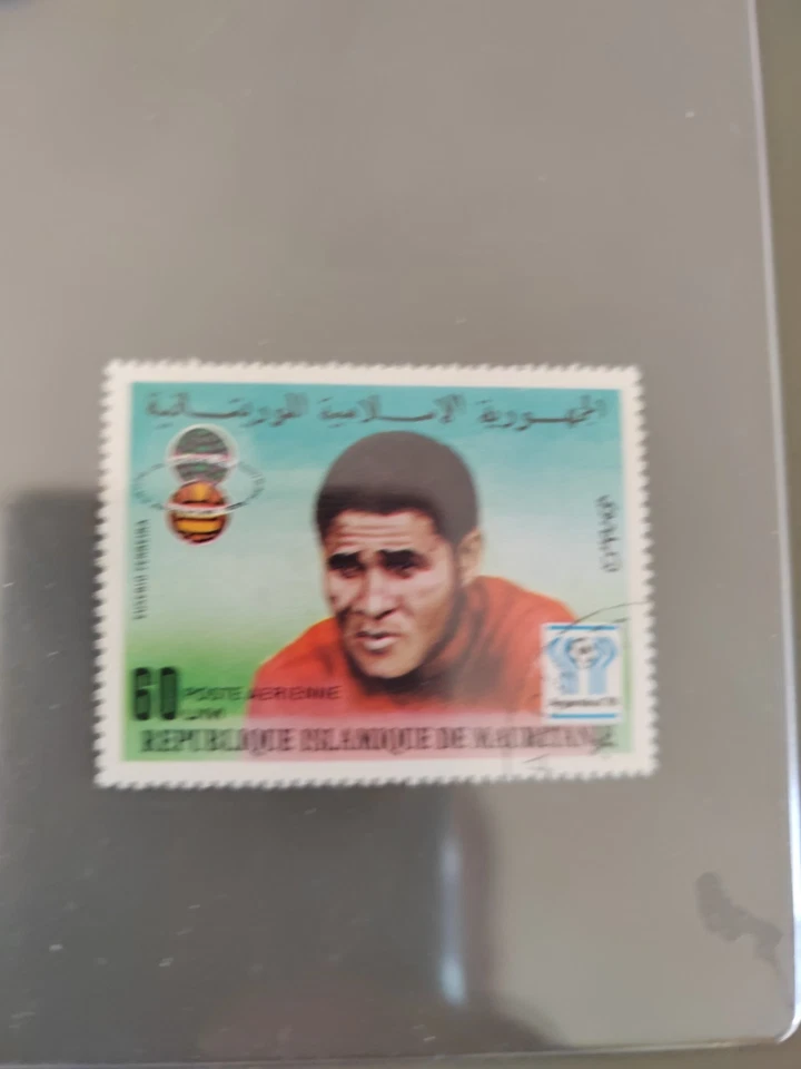 Eusebio Portugal Football Timbre Mauritanie Mondial 1978 Argentine - Photo 3/4