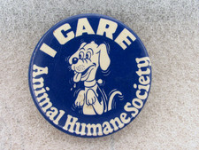Vintage 1980's I Care Animal Humane Society 2 1/4" Pinback Button