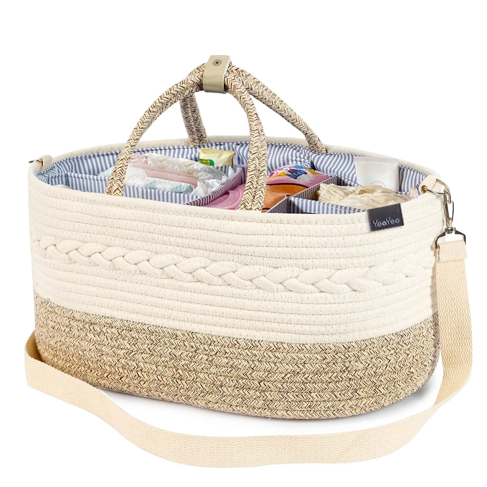 Baby Diaper Caddy Organizer, X-Large, 5 Grids, 8 Pockets, Shoulder Strap Port...