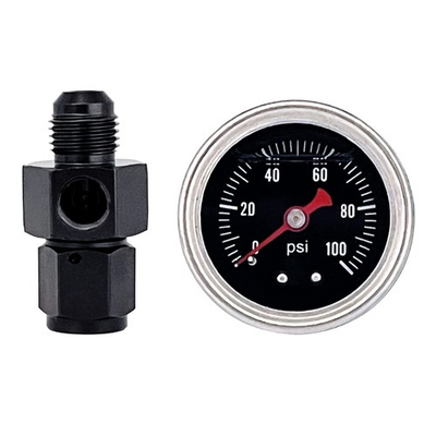 #ad Fuel Pressure Gauge 6AN Fuel Pressure Take Off Fitting 0 100Psi 1 1 2quot; Black $23.37