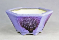 Tokoname Hexagonal Bonsai Pot by Kouyou kiln, #B0080 : 105*94*H50mm