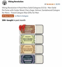 Viking Revolution 4 Pack Mens Solid Colognes Men 0.5 Oz - Men Solid Perfume w...
