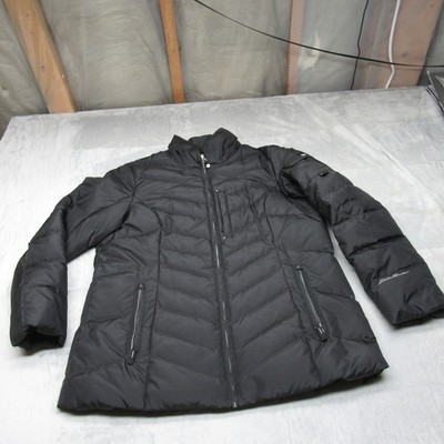 Eddie Bauer Down Jacket Womens XL Black Insulated Light Pack Winter Warm Puffer