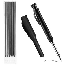 Long Head Marking Pencil Carpenter Pencils with 6 Refills Tracer Pencil
