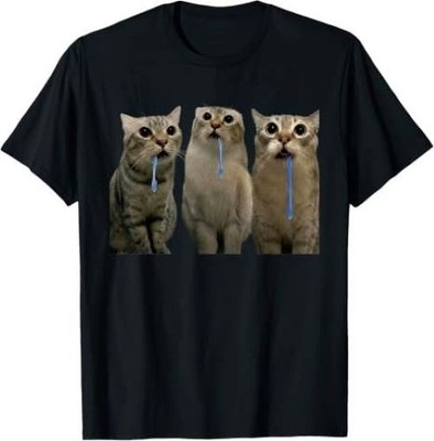 Cats Yelling at a Drooling Cat Double Funny Meme Short Sleeve All Size T-Shirt