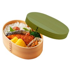 Kishu Lacca Magewappa Bento Box Forma Fagiolo Foglia Verde 700ml Giappone
