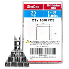 20 Gauge 304 Stainless Steel T/50 Staples - 3/8" Crown Upholstery Staples, 3/8"