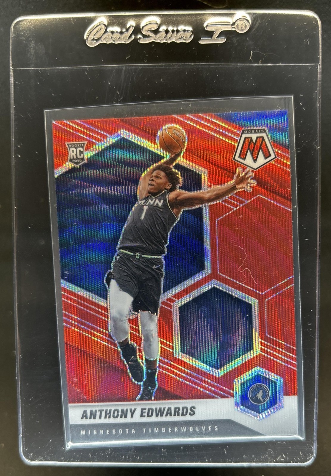 2020-21 Panini Mosaic Anthony Edwards RC Red Wave Rookie #201 Timberwolves