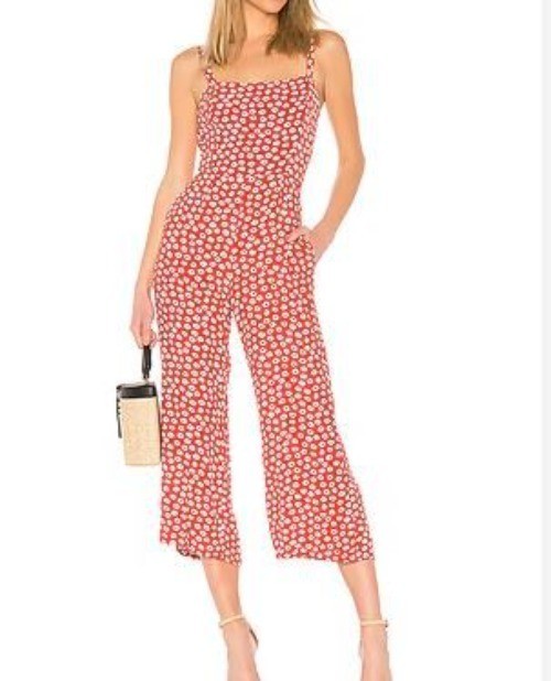 FAITHFULL THE BRAND X Revolve Playa Jumpsuit Women Size XS Red Floral Summer