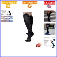 Black Large-Xlarge Easy On/Off Copper Compression Knee Socks for Adults