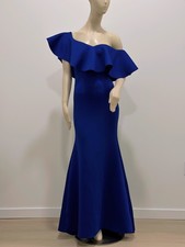 Fashion Nova Royal Blue Mermaid Gown Off Shoulder Ruffle Evening Dress Size M