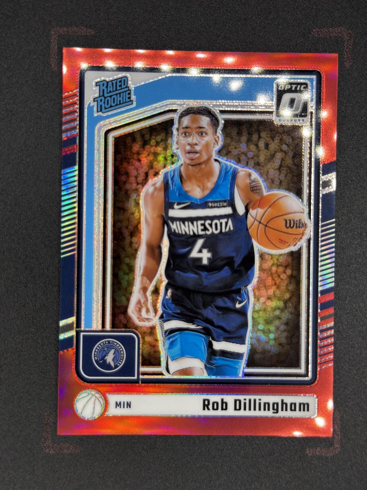 2024-25 Donruss Optic Rob Dillingham RC /99 Red #259 Minnesota Timberwolves