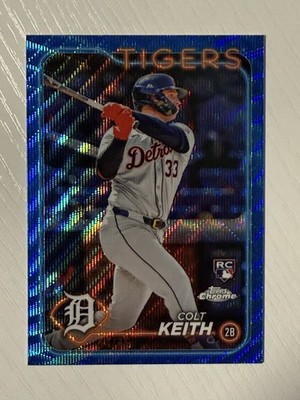 Colt Keith 2024 Topps Chrome Blue Wave Refractor RC #2 64/75 Detroit Tigers