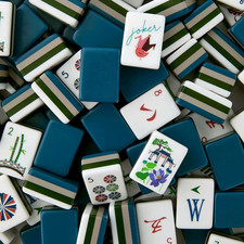 Engraved American Mahjong Tiles set , Deep Blue GatzB 160 tiles
