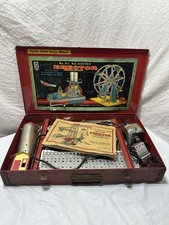 1938 A.C. Gilbert 8 1/2 Erector Set Ferris Wheel-Red Metal Case-Manual, USA