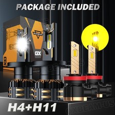 For Toyota Tundra 2014-2024 Auxbeam Led Headlight Hi-low Beam Fog Light 4x Bulbs