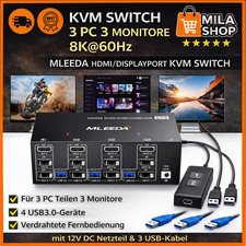 KVM Switch 3 Monitore HDMI Displayport Triple Monitor KVM Switch 3 PC 4 USB