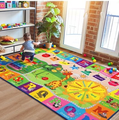 6ftX9ft Kids Rug for Playroom, ABC Play Mat Educational Rugs, Soft Non-Slip Rug