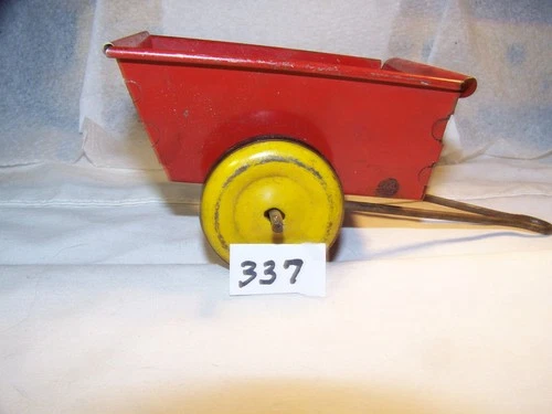 337. Vintage 1950's Marx Tin Dump Farm Pull Trailer Toy Red/Yello