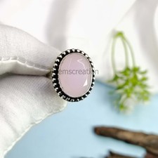 Pink Rose Quartz Ring, Gemstone Ring, Pink Statement Ring, 925 Sterling Silver