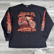 Sturgis “Ride It Like You Stole It” Black Skull Mens XL Long Sleeve Tee Flames