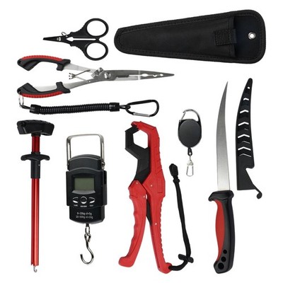 Fishing Tool Kit With Fillet Knife Hook Remover Fish Grip Scale And Pliers
