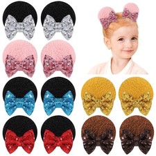 12 PCS Hair Bow for Girls Ears Hair Clips Sequin Polka Dot Bow with Alligator...