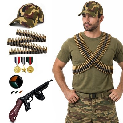 Armee Soldaten Kostüm Set Camouflage Hut Gürtel Medaille Kostüm Zubehör