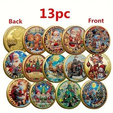 Christmas Coin Set New Year's Celebration Coins for Holiday Parties Gifts 13PCS