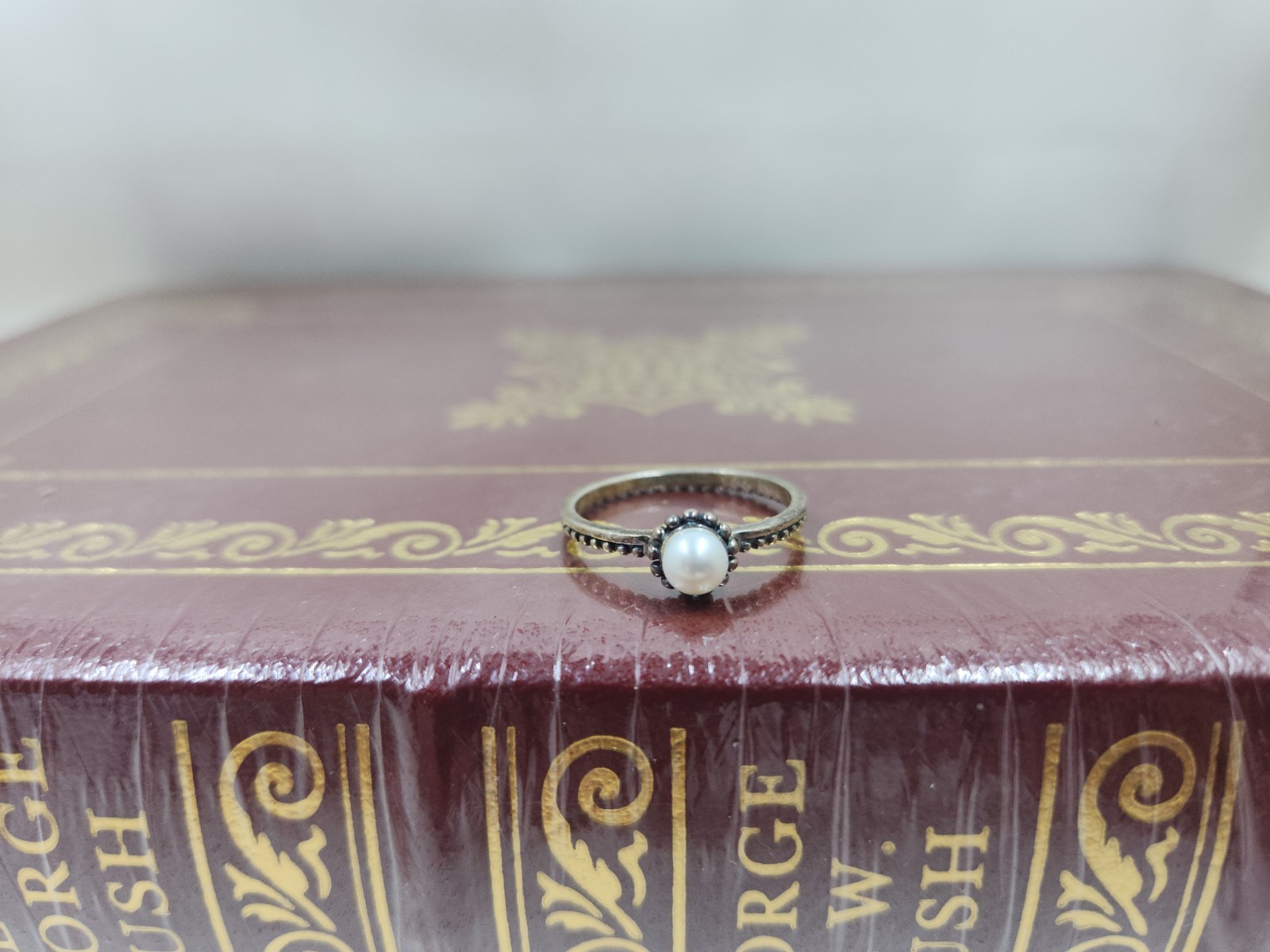 Sterling Silver 925 Pearl Stackable Ring size 9 - image 1