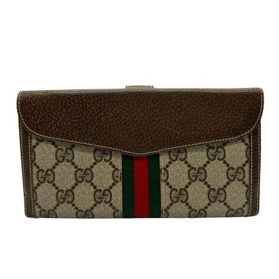 Authentic Gucci Vintage Wallet Sherry Bifold Long Purse GG Supreme