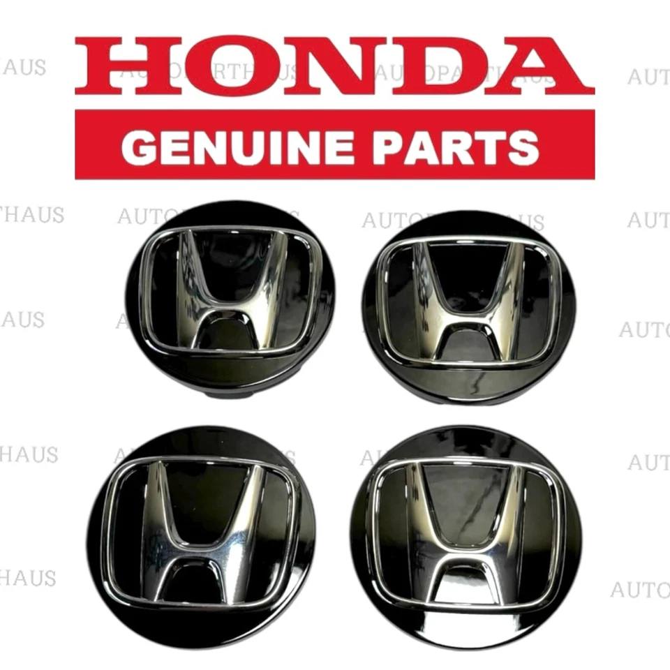 JUEGO DE 4 TAPA CENTRAL RUEDA HONDA ACCORD SPORT 18-25 NEGRO/CROMO OEM NUEVO Foto 4 de 4