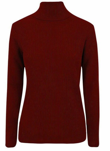 WOMENS RIBBED ROLL NECK JUMPER TOP LADIES RIB POLO NECK LONG SLEEVE TOP 8-28 - Picture 17 of 26