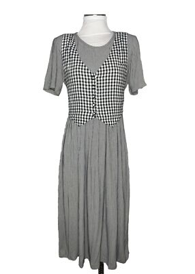Vintage 90s ALL THAT JAZZ Black & White Checkered Maxi Dress Size 7/8 | eBay