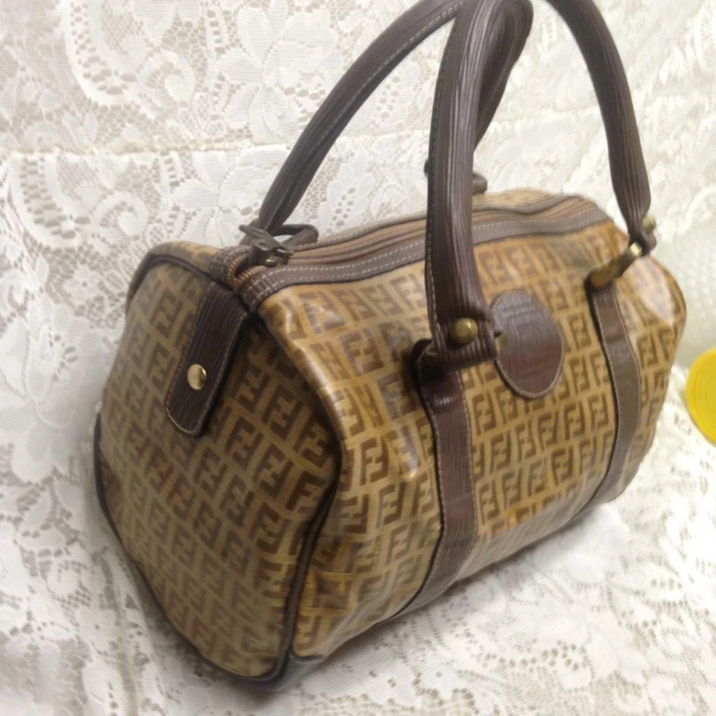 Fendi, Bags, Vintage Zucca Tan Canvas Speedy Boston Hand Bag