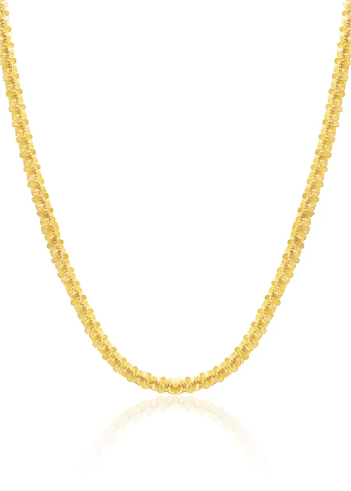 Chapado en oro de 14k sobre plata de ley 925 2,50 mm cadena brillante roca retorcida Italia