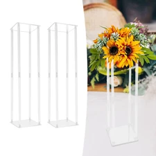 2pcs Tall Elegant Decorative Vase Column Acrylic Flower Stand Display Wedding