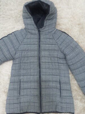 Jazlyn Jacket Women Hooded Puffer Jacket Black White Plaid  Black/White Size M/L