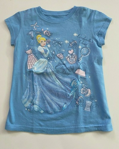 DISNEY STORE girls blue CINDERELLA princess tee, S (5/6)
