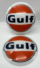GULF 13.5" GAS PUMP GLOBE FACES (SET OF 2)   HEAVY STRENGTH GLASS!!