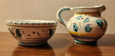 Vintage Peasant Valley PV Italy Pottery Miniature Pitcher/Bowl