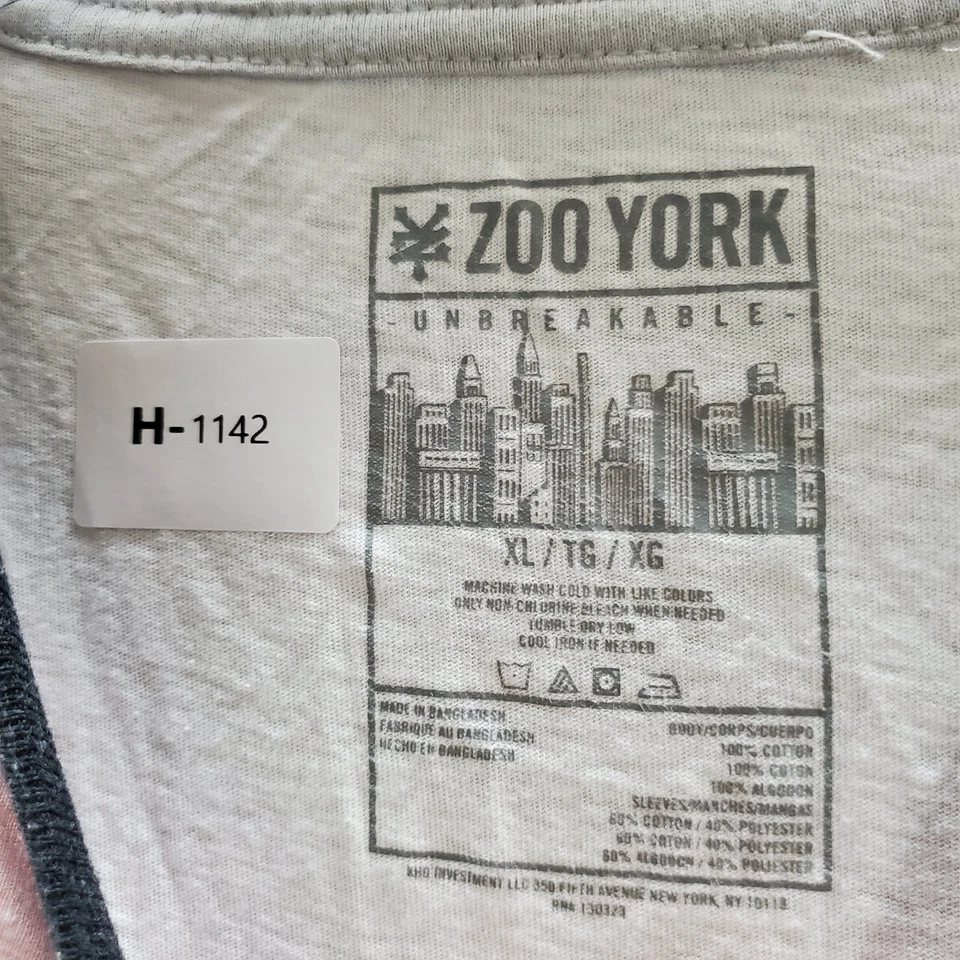 Camiseta Zoo York Hombre XL Blanca Roja Rayas Bloques de Color Moteado Manga Corta Foto 4 de 4