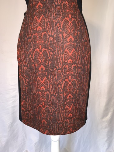 MNG Red Snake Print Color Block Pencil Dress Size S - Picture 5 of 12
