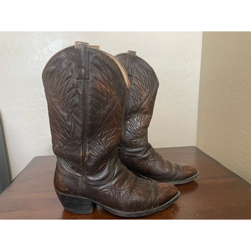 Biltrite Mens Cowboy Western Boots Brown Black Mid Calf Pull  display picture 3