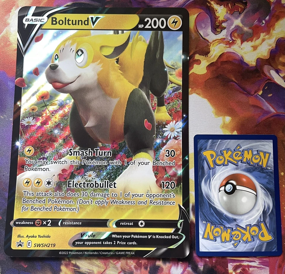 Boltund V SWSH219 Ultra Rare Black Star Promo Pokemon Card JUMBO